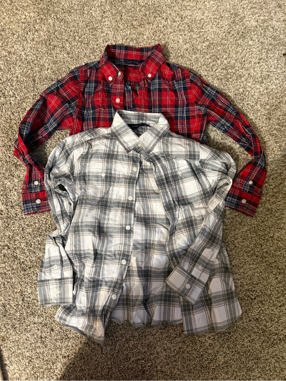 Janie and Jack Boys Plaid Button-Down Shirts - Red and Gray